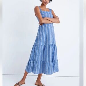 🌸 Madewell Embroidered Button-Back Tiered Maxi Dress | Boho Luxe Cotton Dress